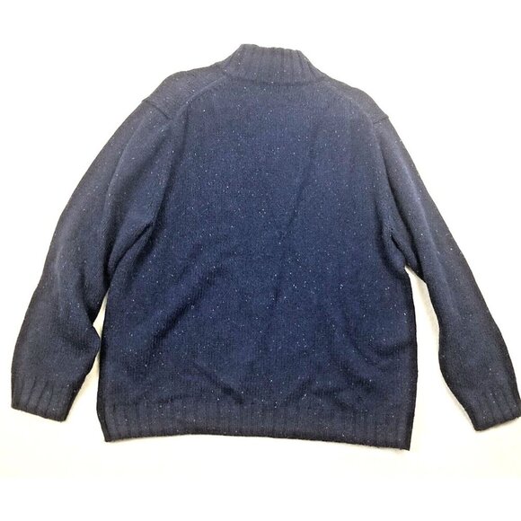 Nautica Wool Blend 1/4 Button Pullover Knit Sweater‎ Navy white Speckle Men's XL - Picture 6 of 11